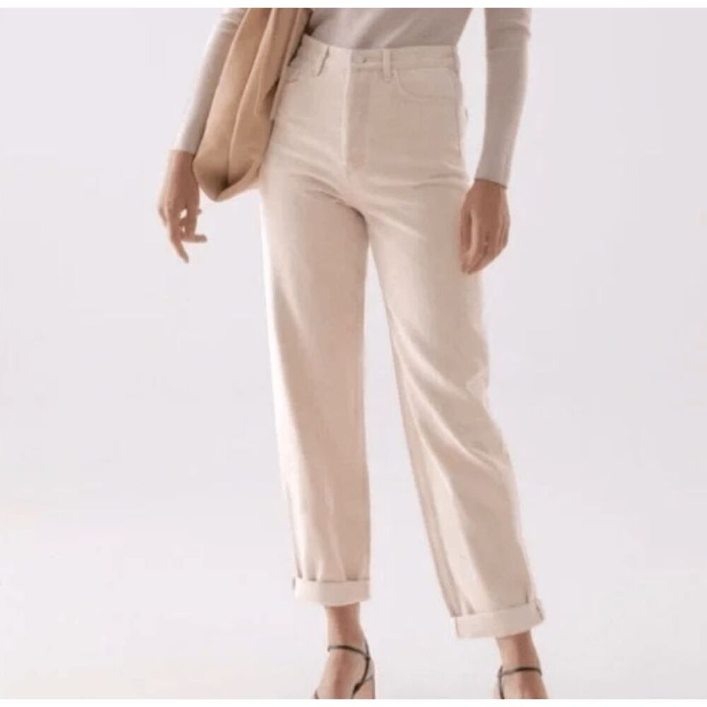 COS Denim Jeans Speckled Cream Tapered Leg High‎ Rise Ankle Size 32